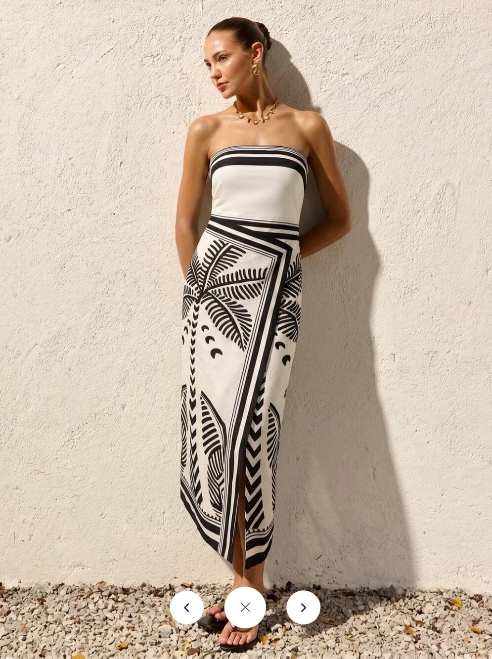 NWT Commense Palm Tree Print Strapless Wrap Maxi Dress Sz M